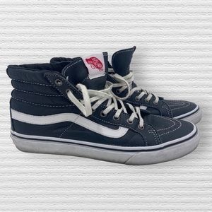 Vans Black Leather Sneakers High Top Sneakers Style T375 Men US 6 Women US 7.5